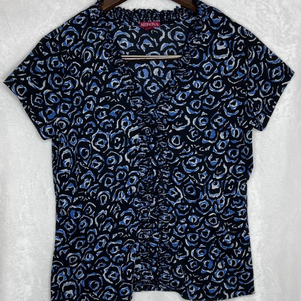 Merona Women's XL Pattern Shirt with Ruffles